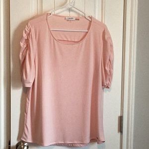 Calvin Klein Pink Pleated Sleeve Blouse